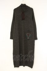画像1: ILY a LONG TEMPS / はしごリボンニットワンピース  チャコール O-26-09-26-036-LO-OP-IG-OS (1)