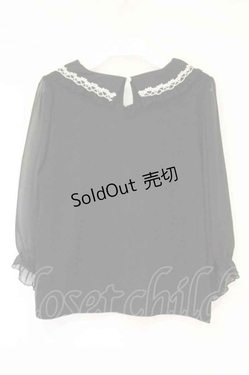 画像3: axes femme POETIQUE / フリルブラウスカットプルオーバー M クロ O-26-09-26-079-AX-TO-IG-OS (3)