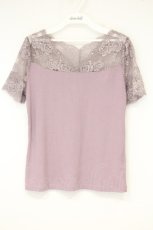 画像1: axes femme / デコルテレース半袖インナー M パープル O-26-09-26-084-AX-TO-IG-OS (1)