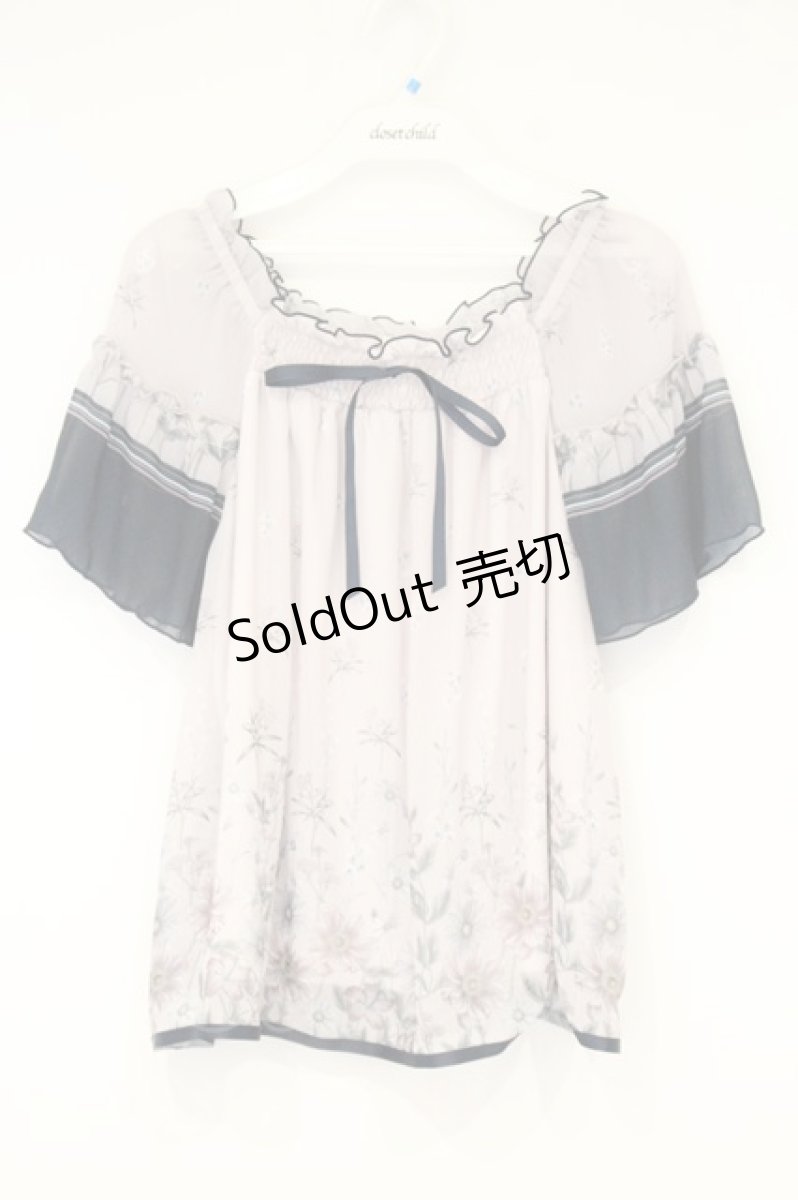 画像1: axes femme / アネモネ柄パイピングブラウス M ピンク×ネイビー O-26-09-26-086-AX-BL-IG-OS (1)