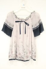 画像1: axes femme / アネモネ柄パイピングブラウス M ピンク×ネイビー O-26-09-26-086-AX-BL-IG-OS (1)