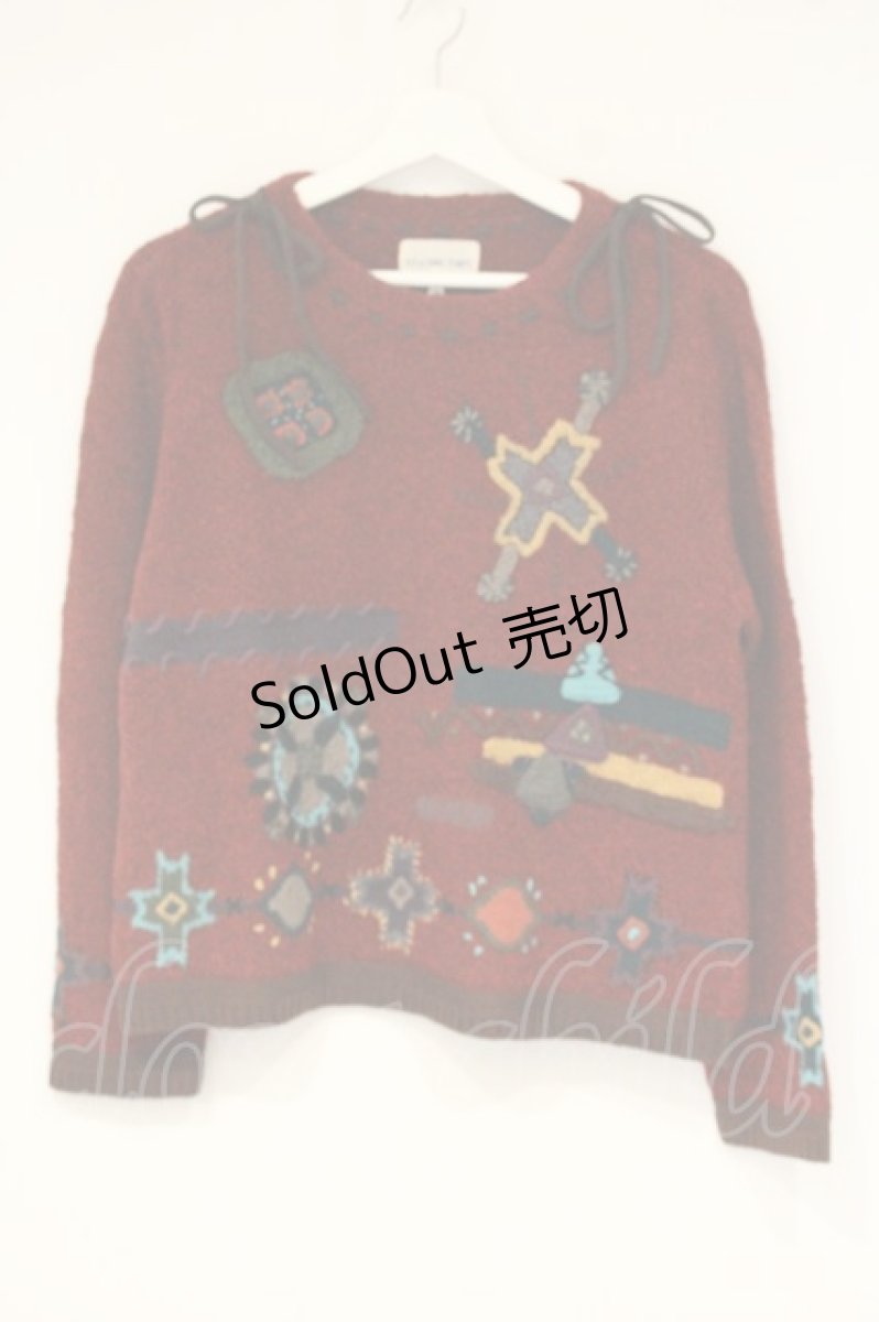 画像1: ILY a LONG TEMPS / モチーフニット  ワイン O-26-09-26-027-LO-TO-IG-OS (1)