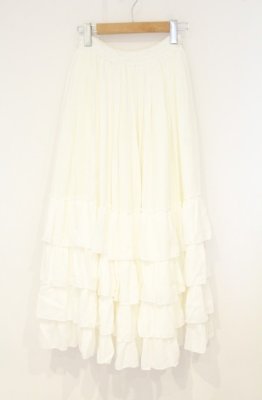 Preview of Four-Tiered Ruffle Chiffon Skirt スカート  ホワイト