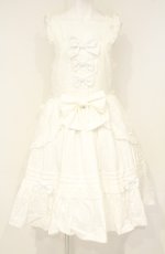 画像1: metamorphose / はしごレースピンタックリボンジャンパースカート 2 シロ O-26-09-27-004-ME-OP-OW-OS (1)