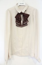 画像1: an another angelus / スカーフ風ラッフルリボンタイ付き長袖ブラウス F ライトベージュ O-26-09-27-049-CA-OP-OW-OS (1)