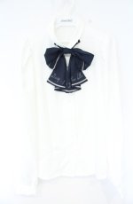 画像1: an another angelus / スカーフ風ラッフルリボンタイ付き長袖ブラウス F オフシロ O-26-09-27-050-CA-OP-OW-OS (1)