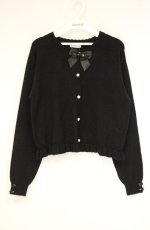 画像1: m petit by misako / TT*AOKリボンツキカーディガン L クロ O-26-09-27-007-LO-TO-OW-OS (1)