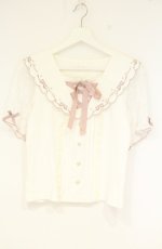 画像1: LIZ LISA / レースアップセーラーリブカットブラウス  シロ×ピンク O-26-09-27-013-LO-TO-OW-OS (1)
