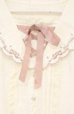 画像2: LIZ LISA / レースアップセーラーリブカットブラウス  シロ×ピンク O-26-09-27-013-LO-TO-OW-OS (2)