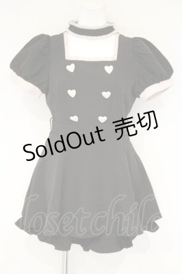 Preview of チョーカーフリルハートボタンセットアップ  クロ×ピンク