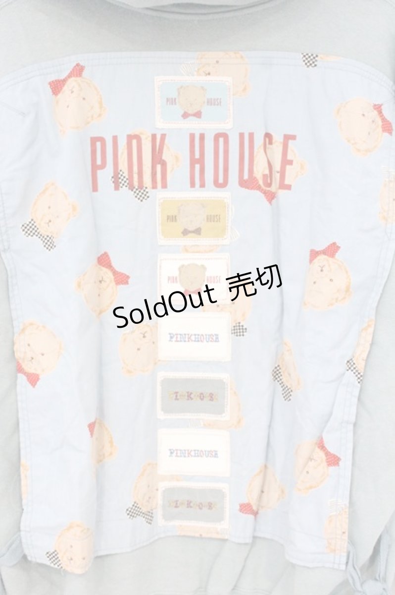 画像4: PINK HOUSE / くまプリント＆ワッペン使いZIPパーカー  ブルー系 O-26-09-28-057-LO-TO-OW-OS (4)