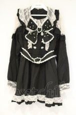 画像1: DearMyLove / ハートボタンパールチェーンレースフリルワンピース M クロ×シロ O-26-09-28-010-GO-OP-IG-OS (1)