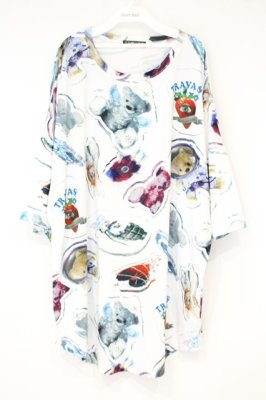Preview of Acrylic art round hem BIG TEE　BIGTシャツ  ホワイト