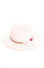 画像3: axes femme / 巻き薔薇レース雑材カンカン帽 57cm ピンク O-26-09-29-1004-AX-AC-OW-OS (3)