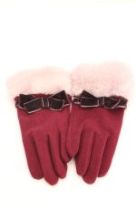 画像5: axes femme / ベロアリボン×ファー手袋 19-20cm ワイン O-26-09-29-1026-AX-ZA-IG-OS (5)