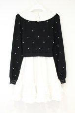 画像4: evelyn / 襟タックミニワンピース F クロ×シロ O-26-09-29-021-LO-OP-OW-OS (4)