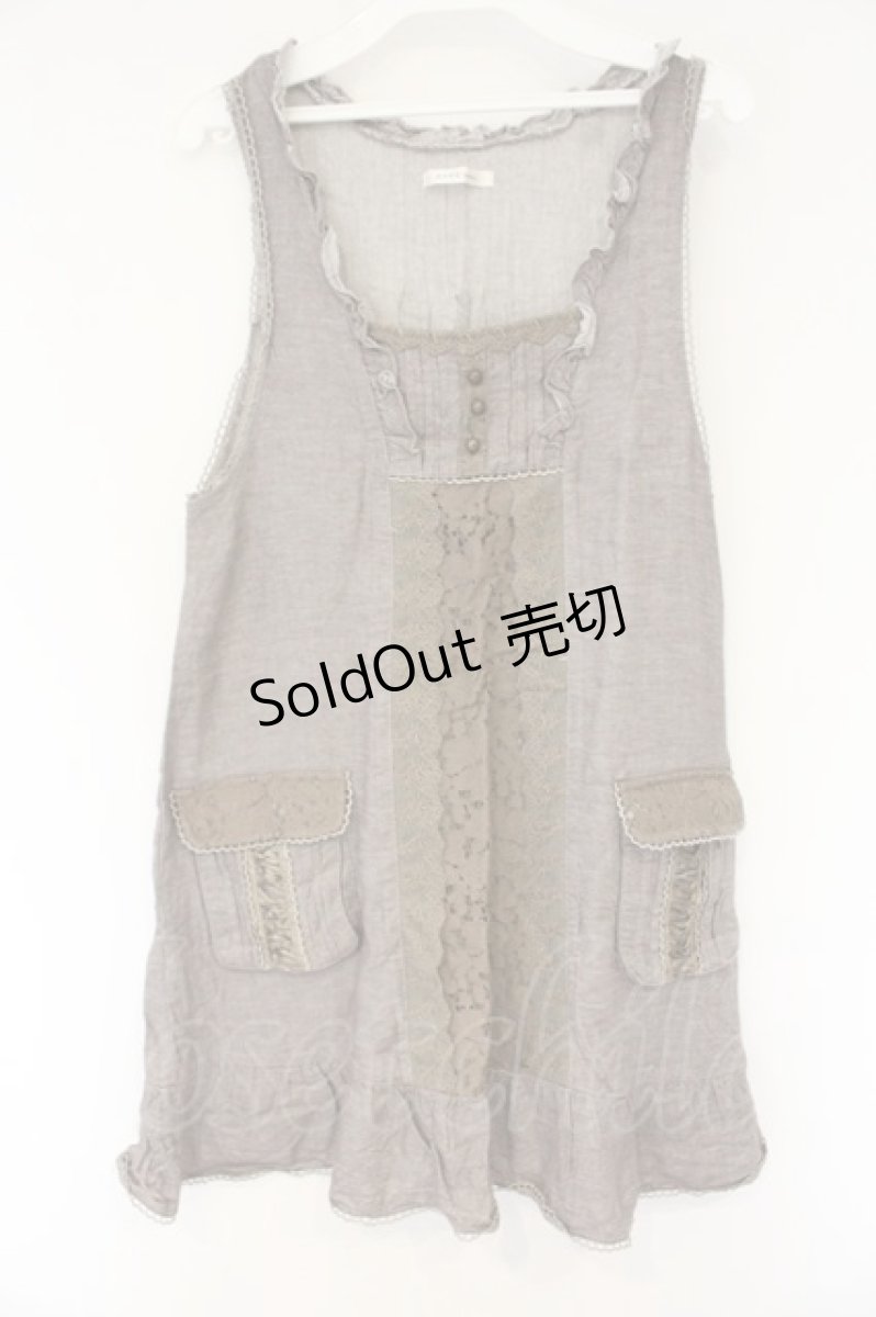 画像1: axes femme / レース切り替えノースリチュニック M グレー O-26-10-01-054-AX-TO-YM-OS (1)