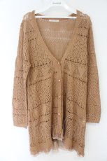 画像1: axes femme / 裾フリル透かしニットロングカーデ M ピンクベージュ O-26-10-01-064-AX-TO-YM-OS (1)