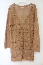 画像2: axes femme / 裾フリル透かしニットロングカーデ M ピンクベージュ O-26-10-01-064-AX-TO-YM-OS (2)