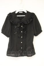 画像1: axes femme POETIQUE / リボン付きレース丸衿ブラウス  クロ O-26-10-01-1050-AX-BL-IG-OS (1)