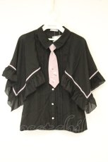 画像1: axes femme POETIQUE / スパークル刺繍ケープ風ブラウス  クロ O-26-10-01-1053-AX-BL-IG-OS (1)