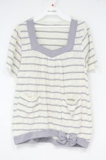 画像1: axes femme / レーシーボーダープルオーバー M キナリ×ラベンダー O-26-10-01-1006-AX-TO-OW-OS (1)