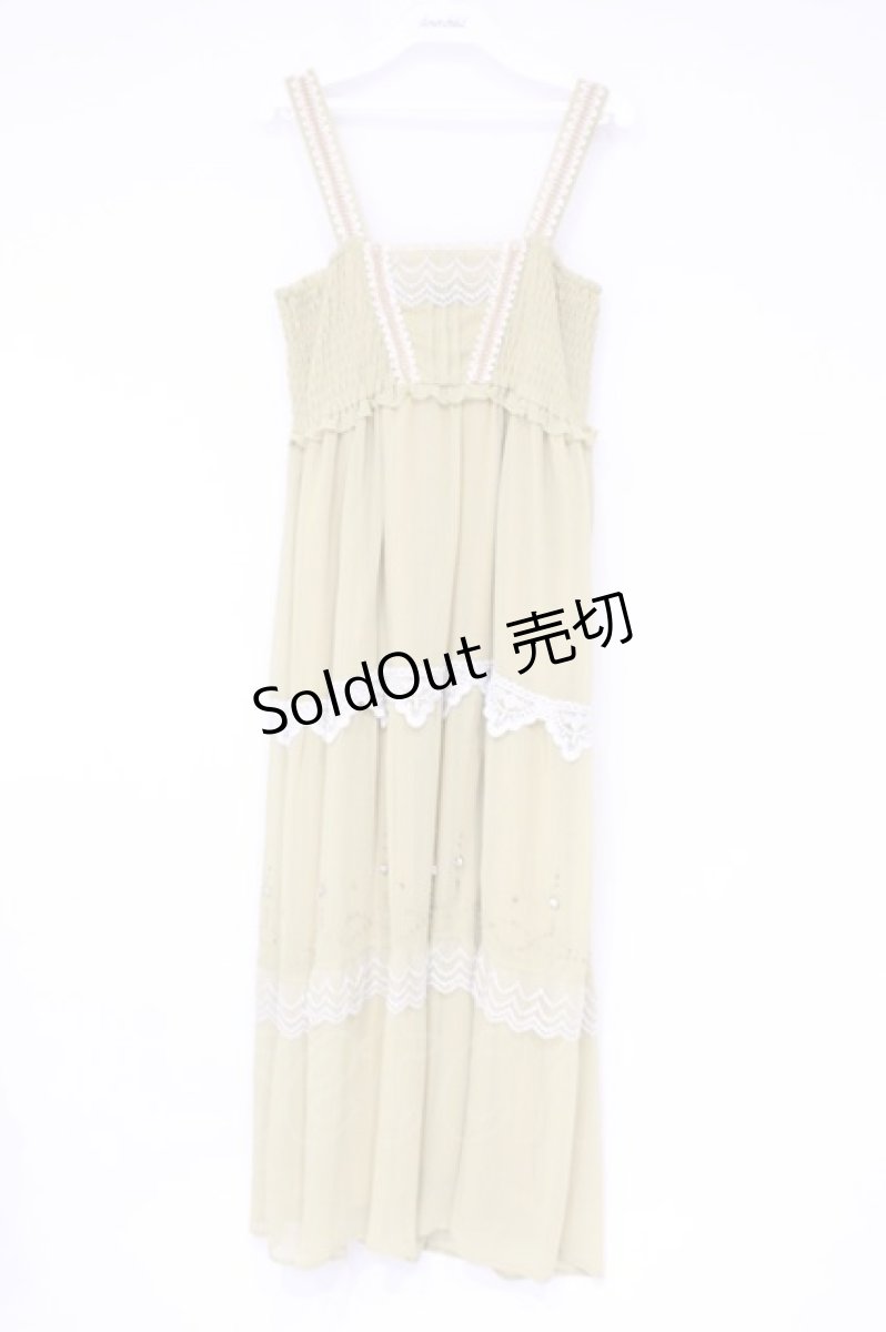画像1: axes femme / ラメレース使いキャミワンピース M イエロー O-26-10-01-1014-AX-OP-OW-OS (1)
