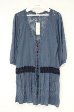 画像1: axes femme / 透かし薔薇柄カットカーディガン M ブルー O-26-10-01-1021-AX-TO-OW-OS (1)