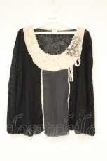 画像1: axes femme / レース切り替えニットプルオーバー M クロ O-26-10-01-1024-AX-TO-OW-OS (1)