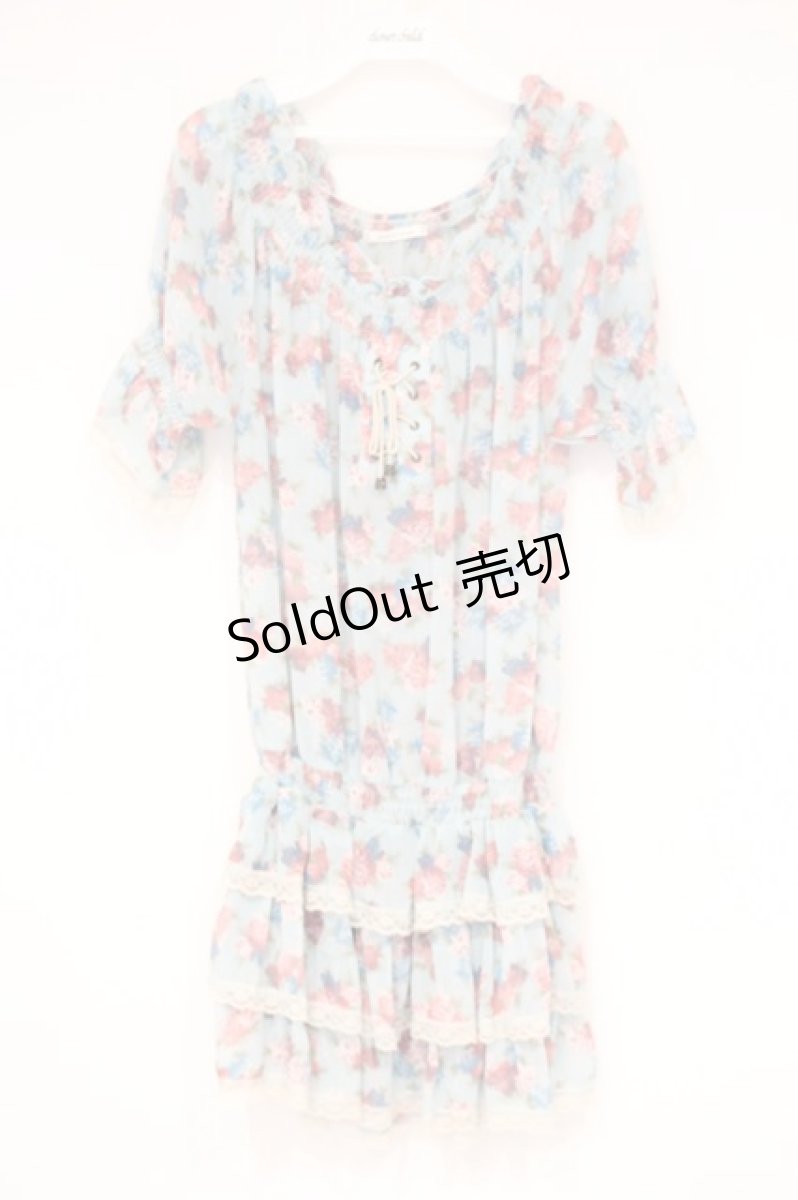 画像1: axes femme / 花がらシフォンチュニック M サックス O-26-10-01-1025-AX-TO-OW-OS (1)