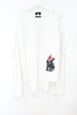 画像1: Drug Honey / ねこプリントオフショルカットソー  ホワイト O-26-10-01-009-PU-TO-IG-OS (1)
