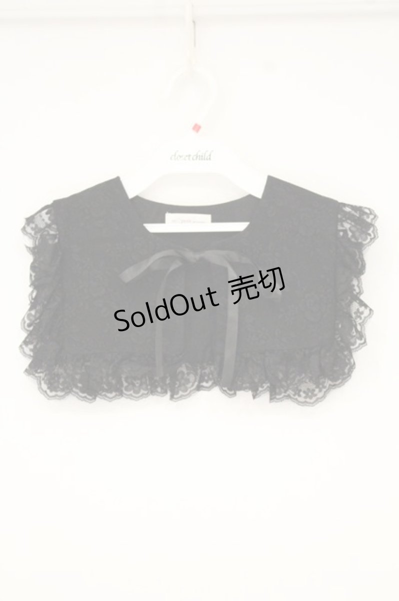 画像1: m petit by misako / スクエアレース付け襟 23×36cm クロ O-26-10-03-005-LO-ZA-IG-OS (1)