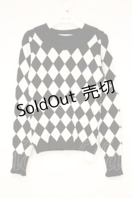 Preview of ダイヤ柄ニットプルオーバー M クロ×シロ