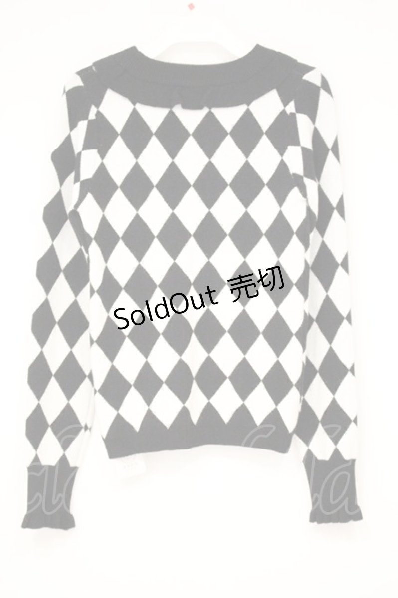 画像3: axes femme kawaii / ダイヤ柄ニットプルオーバー M クロ×シロ O-26-10-03-043-AX-TO-OW-OS (3)