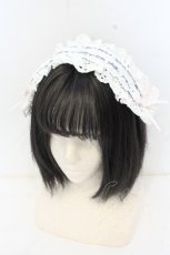 画像1: axes femme / チェック×フリルヘッドドレス 34.6×11.1cm グレー O-26-10-04-049-AX-AC-IG-OS (1)