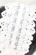 画像2: axes femme / チェック×フリルヘッドドレス 34.6×11.1cm グレー O-26-10-04-049-AX-AC-IG-OS (2)