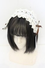 画像1: axes femme / チェック×フリルヘッドドレス 34.6×11.1cm グレー O-26-10-04-050-AX-AC-IG-OS (1)