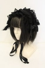 画像1: ATELIER PIERROT / ロマネスクヘッドドレス  ブラック O-26-10-04-061-EL-AC-IG-OS (1)