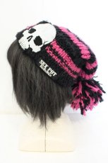 画像1: SEX POT ReVeNGe / ぽんぽん付きニット帽  ブラック×ピンク O-26-10-04-070-SP-AC-OW-OS (1)