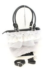 画像2: axes femme / かご型フリルファーバッグ  グレー O-26-10-04-011-AX-BG-OW-OS (2)