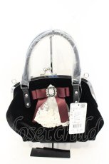 画像1: axes femme / カメオ付リボンベロアバッグ  クロ O-26-10-04-024-AX-BG-IG-OS (1)