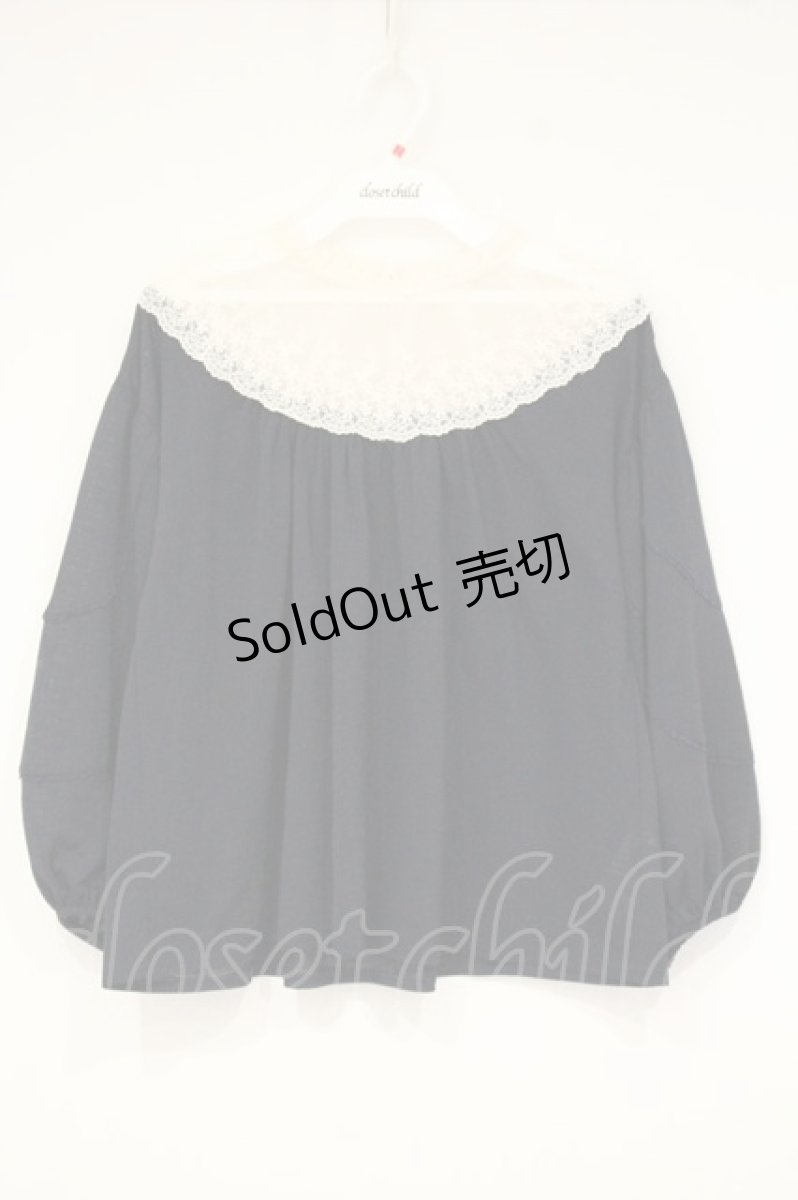 画像1: axes femme / タックチュールパフ袖プルオーバー M ネイビー O-26-10-05-005-AX-TO-OW-OS (1)