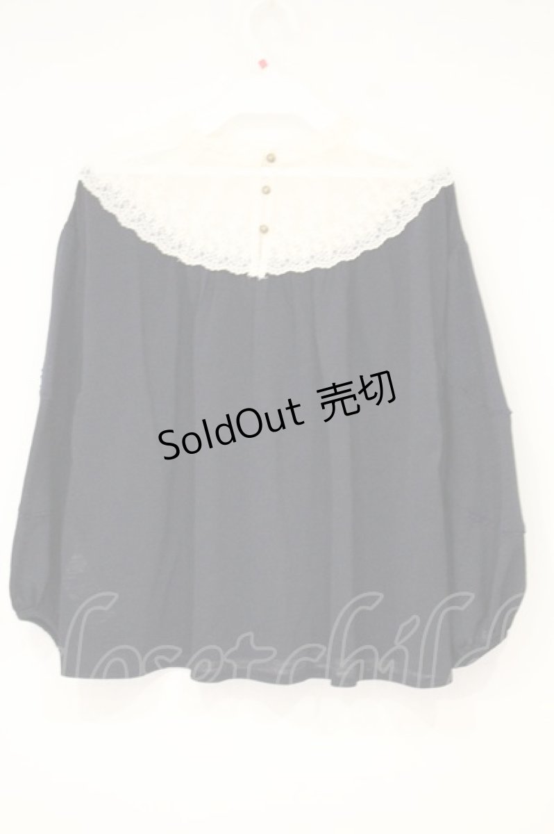 画像3: axes femme / タックチュールパフ袖プルオーバー M ネイビー O-26-10-05-005-AX-TO-OW-OS (3)