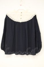 画像3: axes femme / タックチュールパフ袖プルオーバー M ネイビー O-26-10-05-005-AX-TO-OW-OS (3)