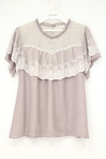 画像1: axes femme / 被せレースシフォンプルオーバー M ピンク O-26-10-05-006-AX-TO-OW-OS (1)