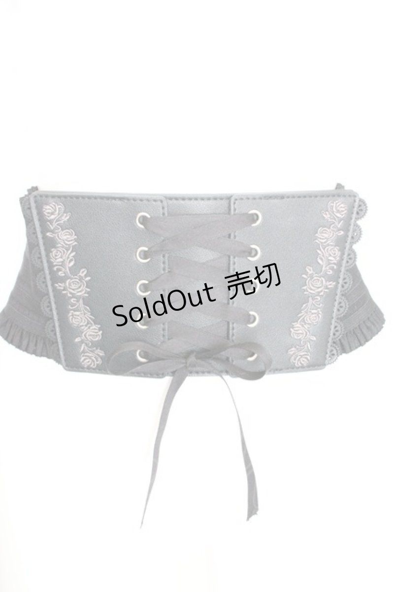 画像1: axes femme / 薔薇刺繍シャーリングベルト  クロ O-26-10-05-1007-AX-ZA-OW-OS (1)