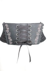 画像1: axes femme / 薔薇刺繍シャーリングベルト  クロ O-26-10-05-1007-AX-ZA-OW-OS (1)