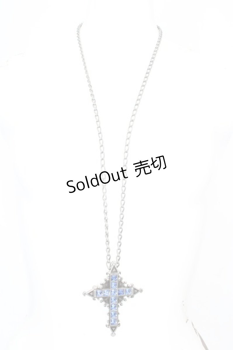 画像1: Moi-meme-Moitie / ブルージュエル十字架ペンダント  ブルー×.シルバー O-26-10-05-1017-MO-AC-IG-OS (1)