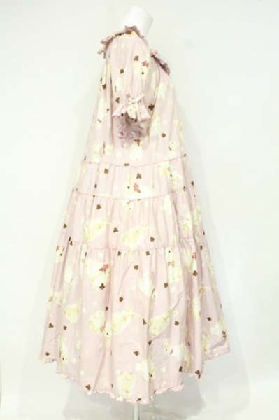 PINK HOUSE ラビットマーチ柄ロングワンピース ピンク PINK HOUSE / Rabbit Marchプリントミディワンピース ピンク O-26-10