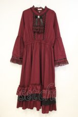 画像1: axes femme / ジャボブローチ付ロングワンピース L ワイン O-26-10-05-011-AX-OP-OW-OS (1)